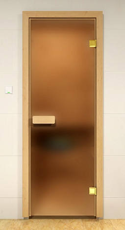 Дверь "Сауна-Маркет" 7x19, береза, бронза матовая